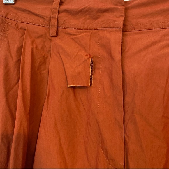 Drae Pleated High Waisted Cinch Ankle Baggy Nylon Cargo Pants Rust Orange Sz M - Picture 4 of 12